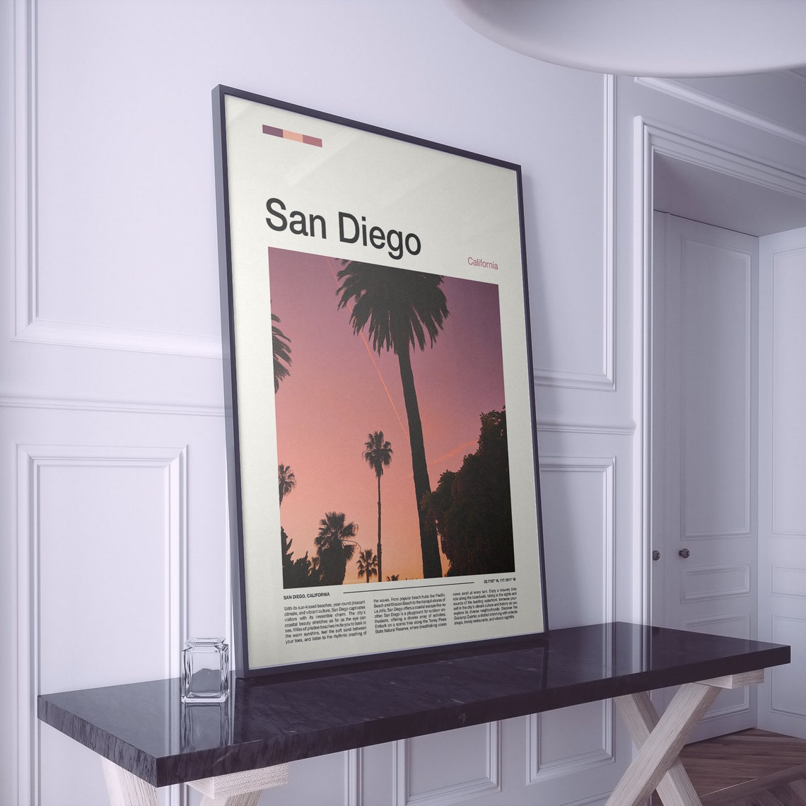 San Diego California Palm Tree Sunset Silhouette Photo Poster - Image 2