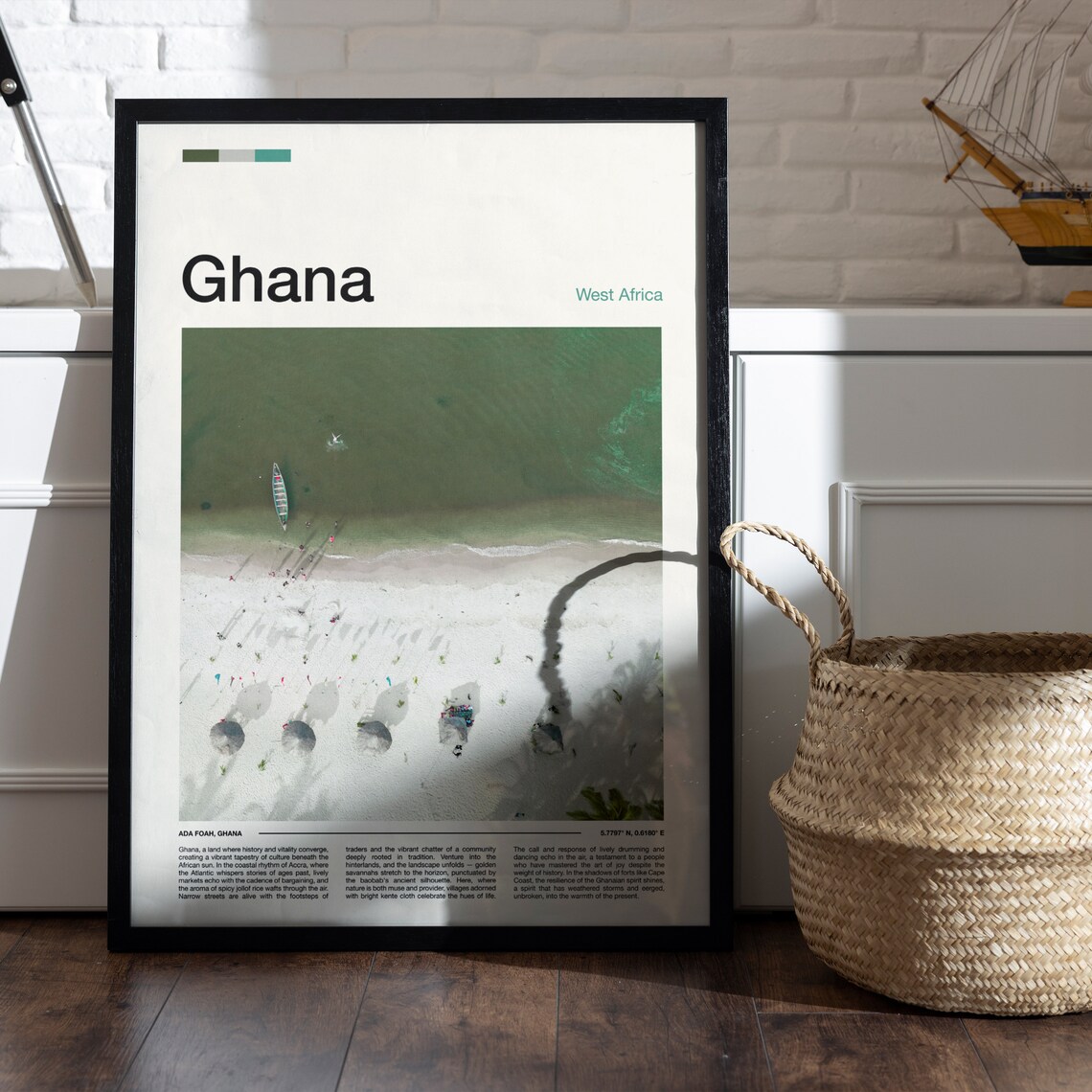 Ghana Ada Foah Aerial Beach Shoreline Turquoise Ocean Poster - Image 5
