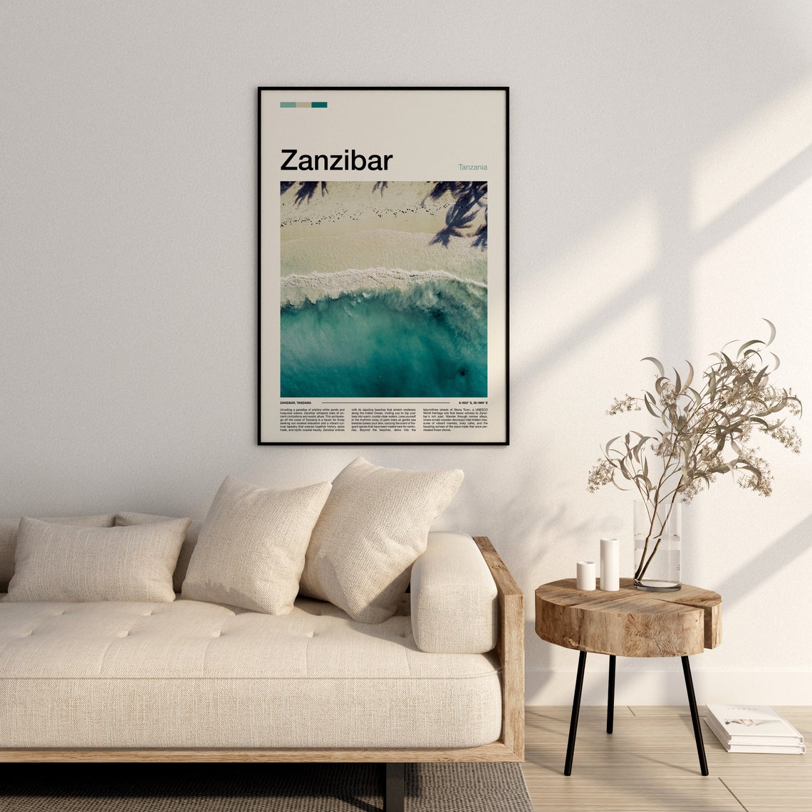 Zanzibar Tanzania Aerial White Sand Beach Teal Ocean Scenic Poster - Image 3