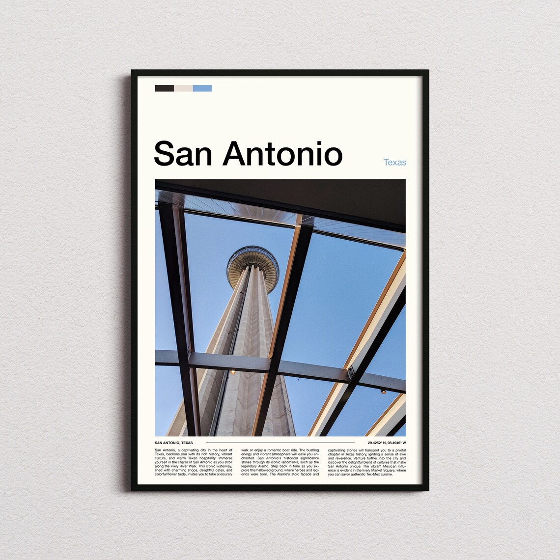 San Antonio Texas Tower of the Americas Minimalist Photo Poster