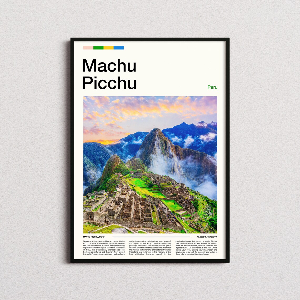 Machu Picchu Peru Ancient Inca Ruins Andes Mountains Sunset Poster