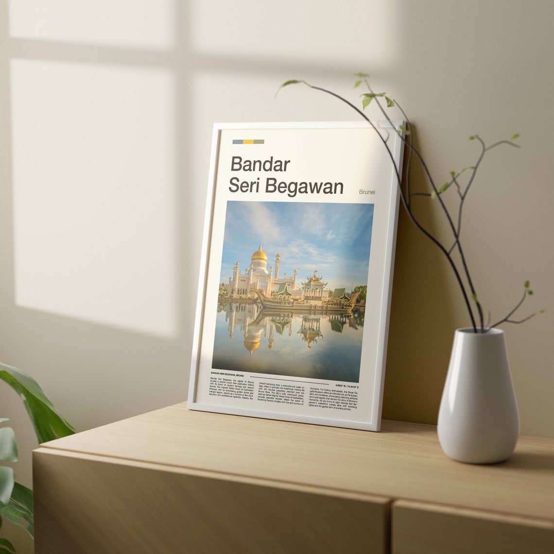 Bandar Seri Begawan Brunei Sultan Omar Mosque Lagoon Travel Poster - Image 2