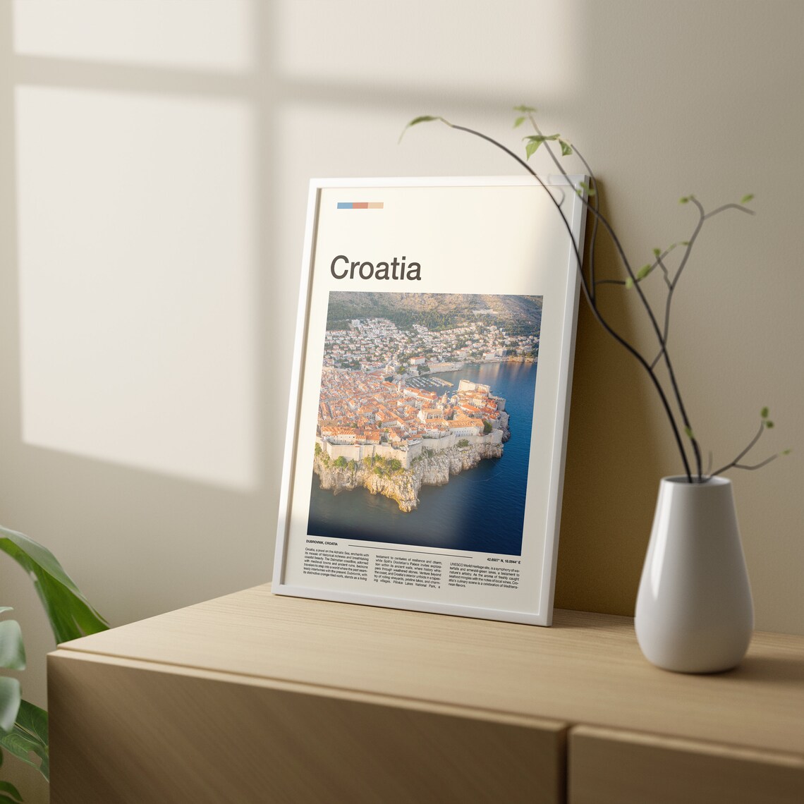 Croatia Dubrovnik Old Town Cliffside Aerial Minimalist Photo Poster - Image 3