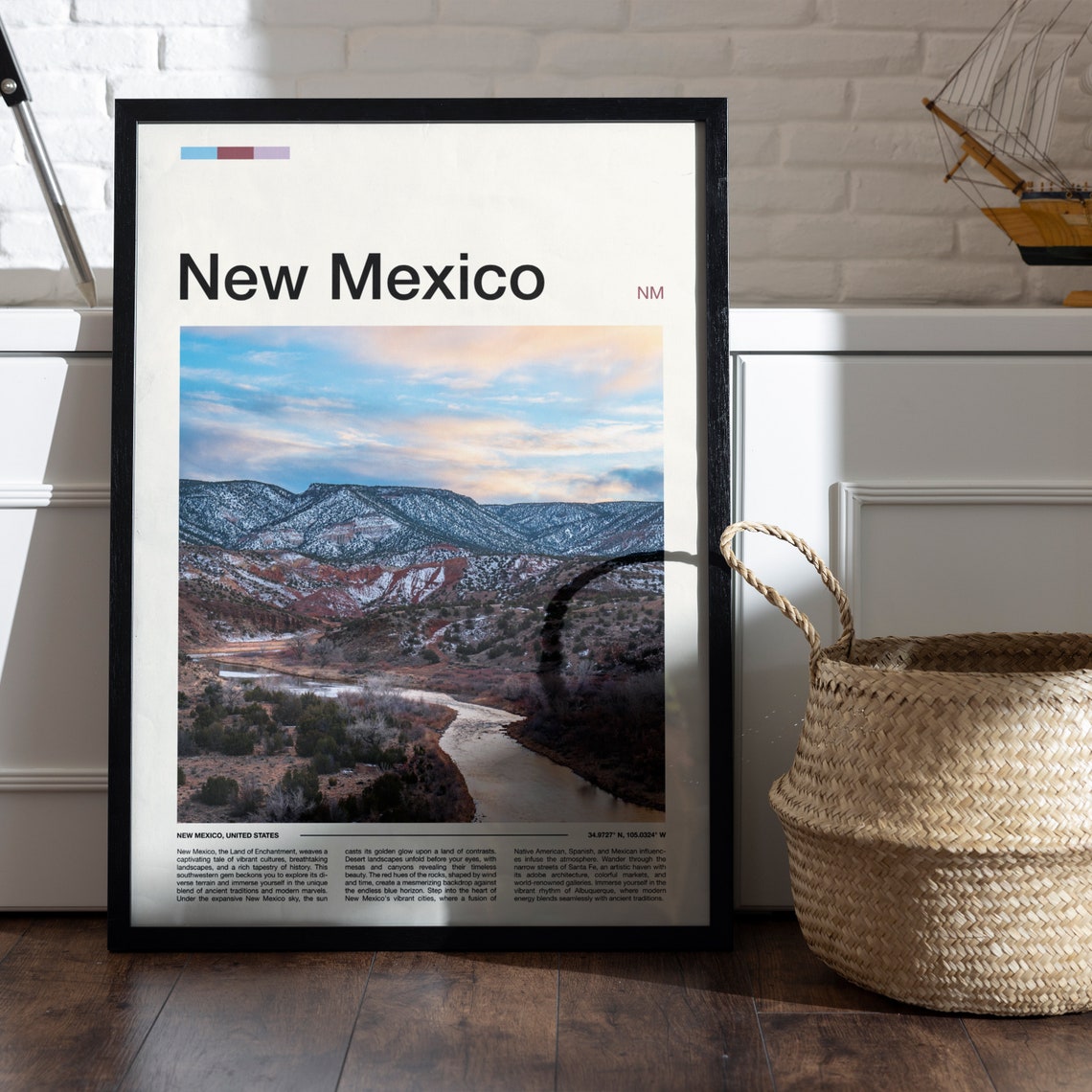 New Mexico Desert River Sunset Winter Mountain Landscape Poster - Image 5