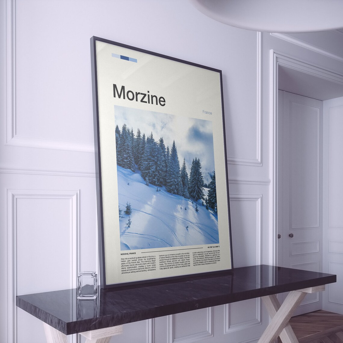 Morzine France Groomed Snowy Ski Slope Tall Frosted Fir Poster - Image 2
