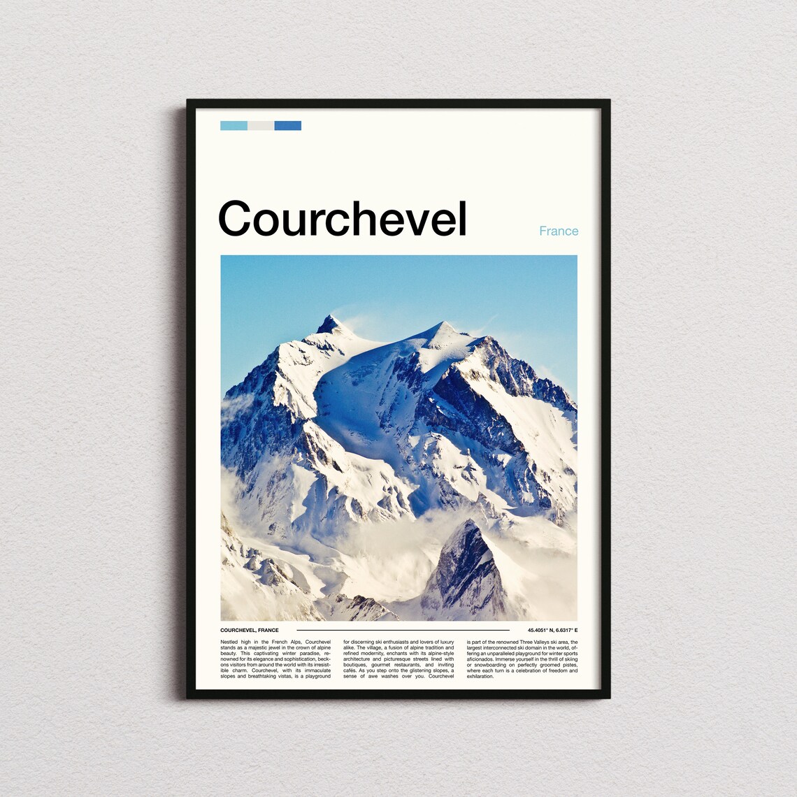 Courchevel France Snow Capped Alpine Peak Luxury Ski Travel Poster