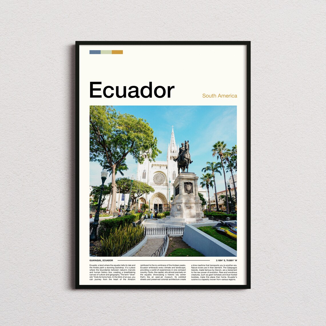 Guayaquil Ecuador Cathedral Plaza City Scene Travel Photo Poster