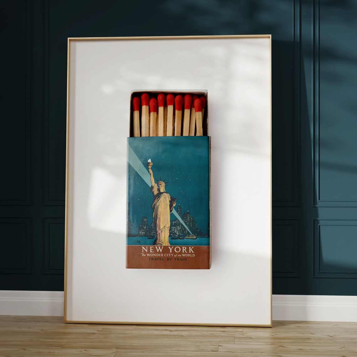 New York Statue of Liberty Vintage Matchbox Retro Skyline Poster - Image 3