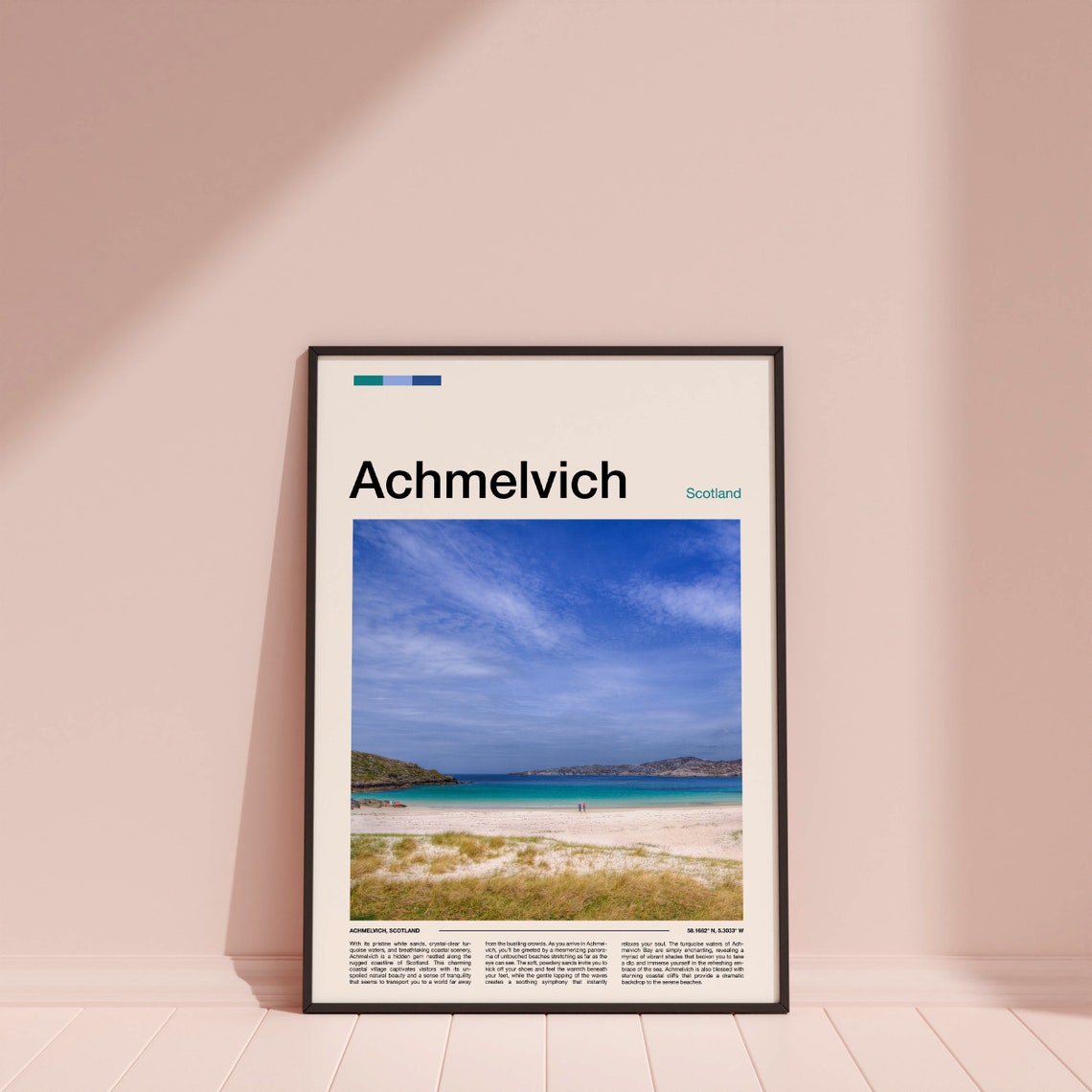 Achmelvich Scotland Turquoise Bay Beach Minimalist Travel Poster - Image 3