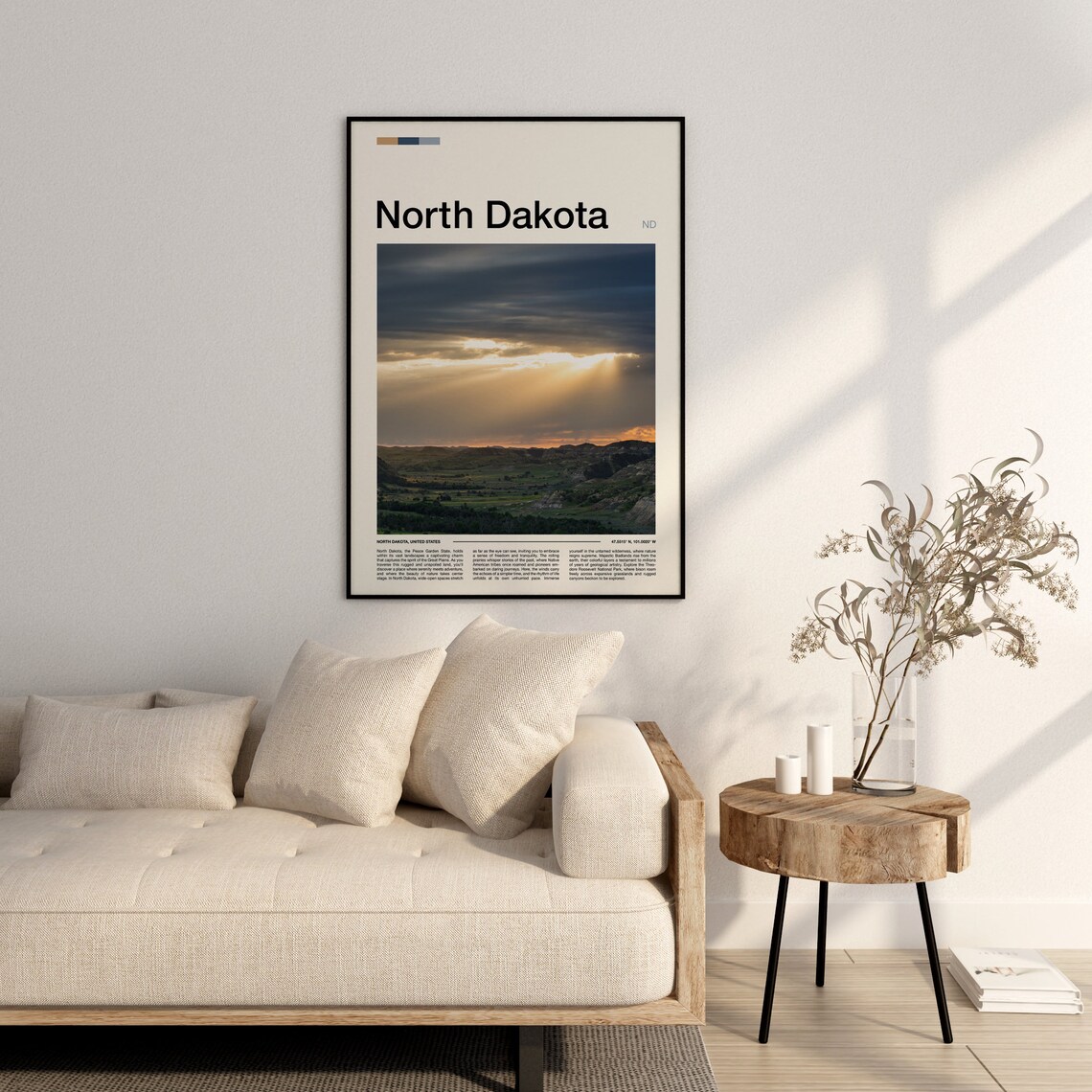 North Dakota Badlands Sunset Plains Scenic Landscape Travel Poster - Image 3