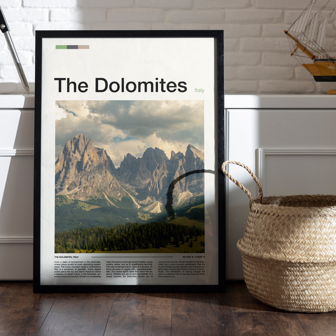 The Dolomites Italy Jagged Peaks Green Valley Mountain Poster - Image 5