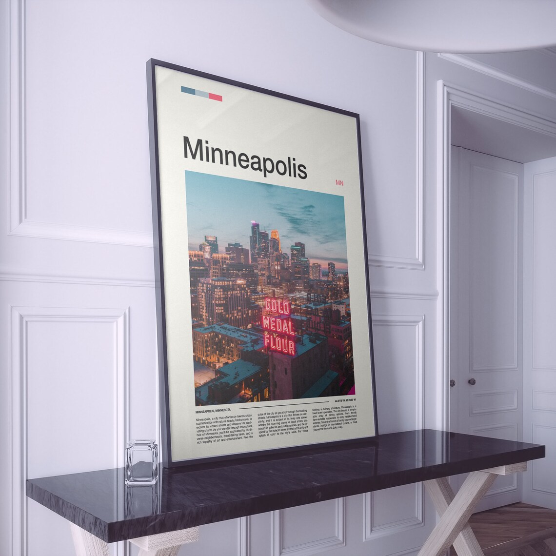 Minneapolis Minnesota Gold Medal Flour Neon Sign Night City Poster - Image 2