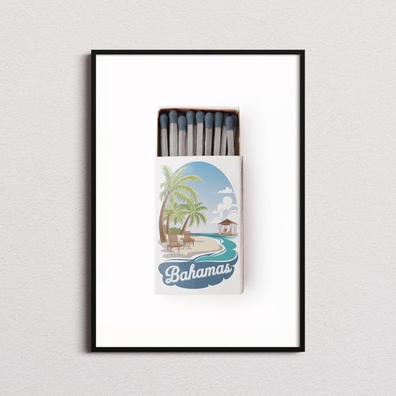 Bahamas Matchbox Print Bahamas Print Bahamas Poster Bahamas Wall Art Bahamas Art Print Bahamas Gifts