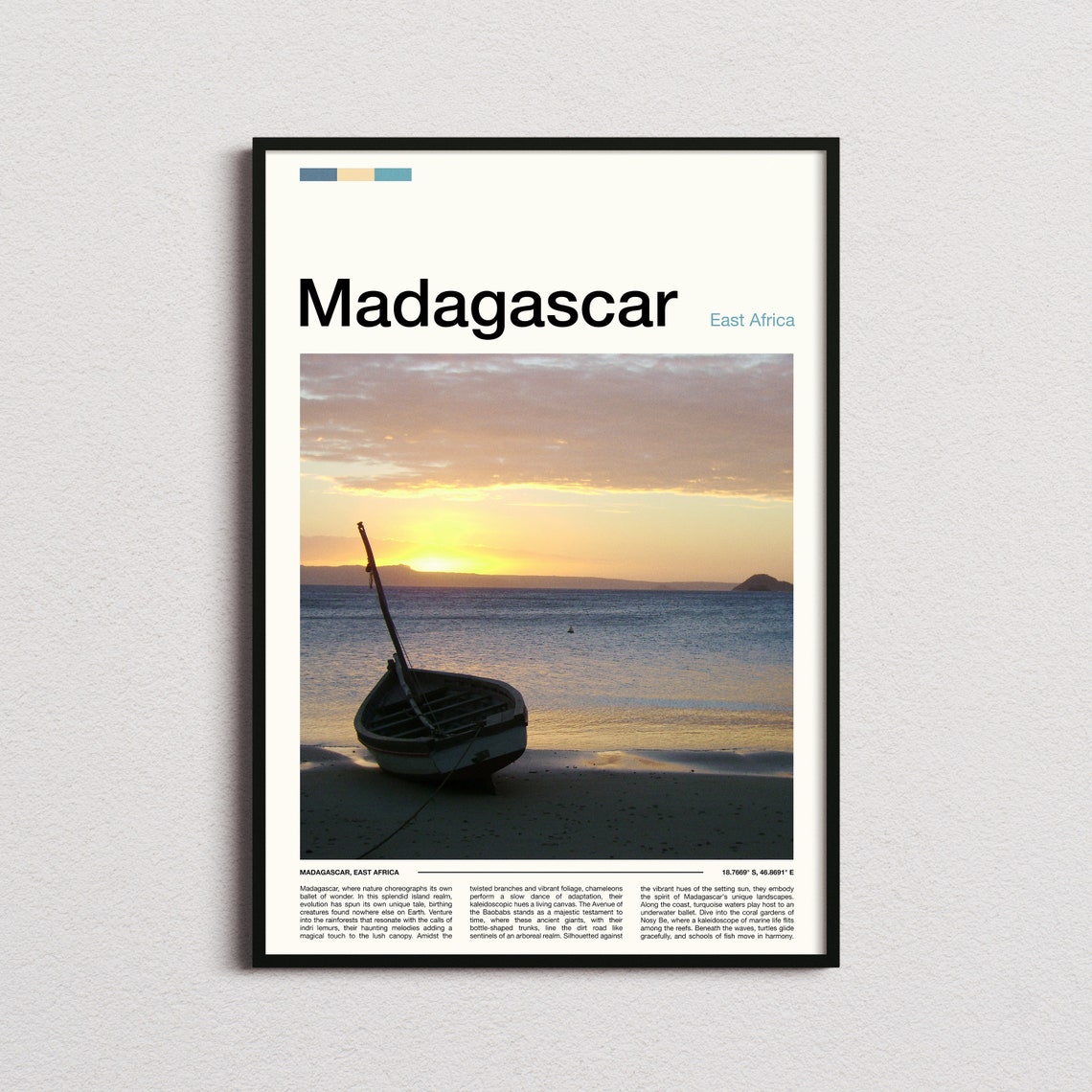 Madagascar Pirogue Boat Sunset Beach Silhouette Photography Poster