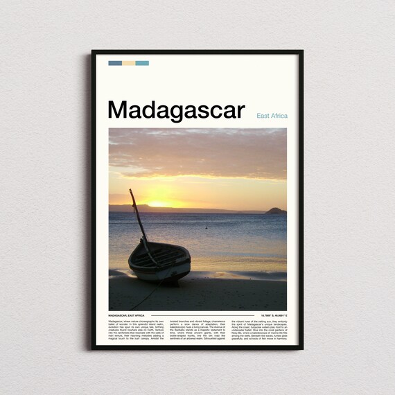 Madagascar Pirogue Boat Sunset Beach Silhouette Photography Poster