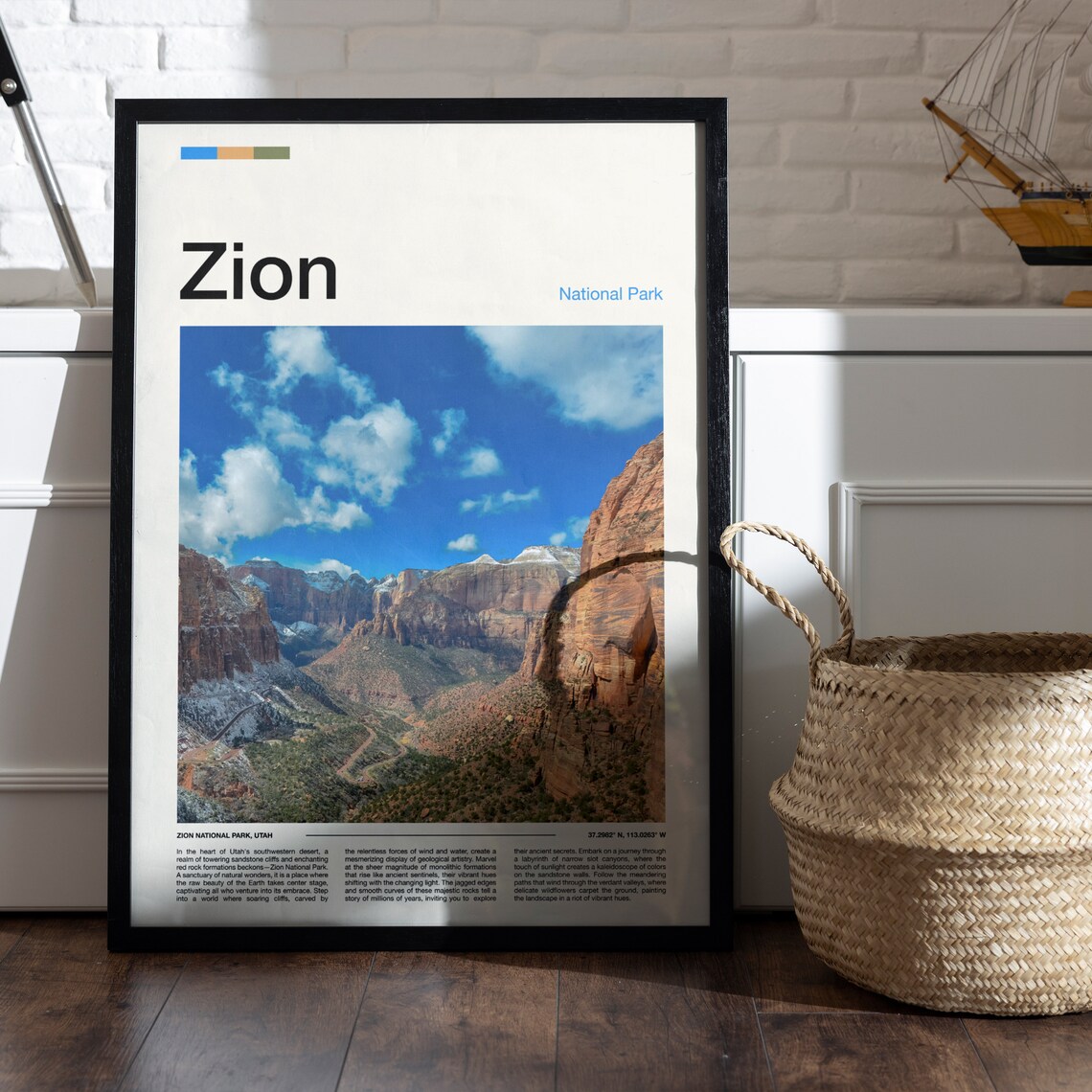 Zion National Park Print Zion National Park Poster Zion Wall Art Zion Art Print Zion Photo - Image 5