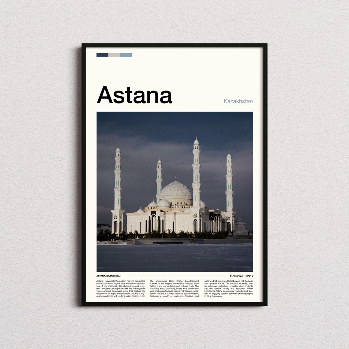 Astana Kazakhstan Grand Mosque Architecture Skyline Photo Poster