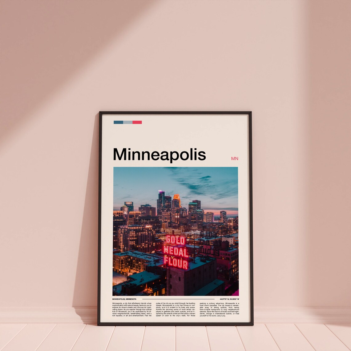 Minneapolis Minnesota Gold Medal Flour Neon Sign Night City Poster - Image 4