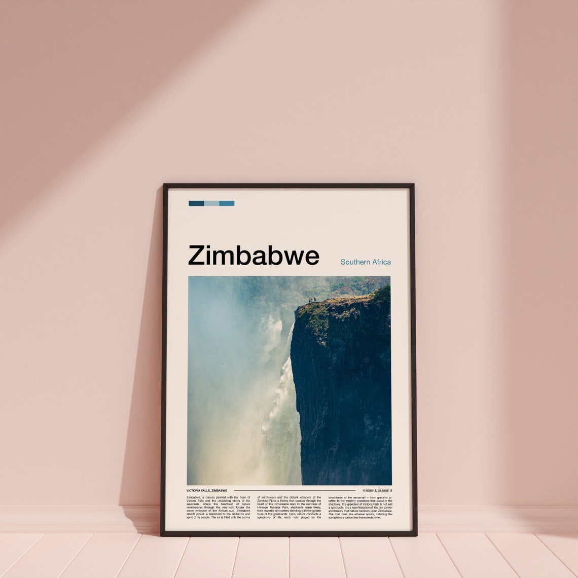 Zimbabwe Victoria Falls Cliff Edge Mist Waterfall View Poster - Image 4