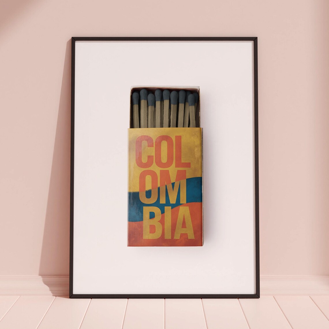 Colombia Flag Matchbox Art Yellow Blue Red Matchstick Poster - Image 3