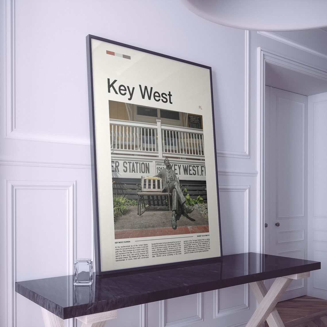 Key West Florida Historic Railway Station Statue Scene Poster - Image 2