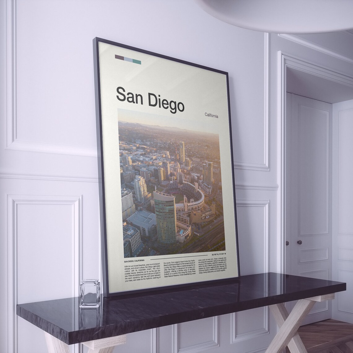 San Diego California Downtown Stadium Aerial Minimalist Photo Poster - Image 2