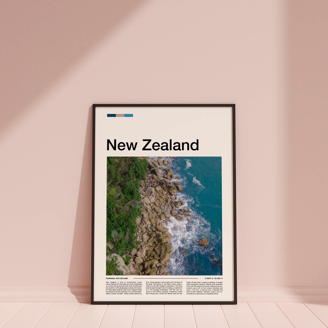 Tauranga New Zealand Rocky Coastline Aerial Wave Photo Poster - Image 4