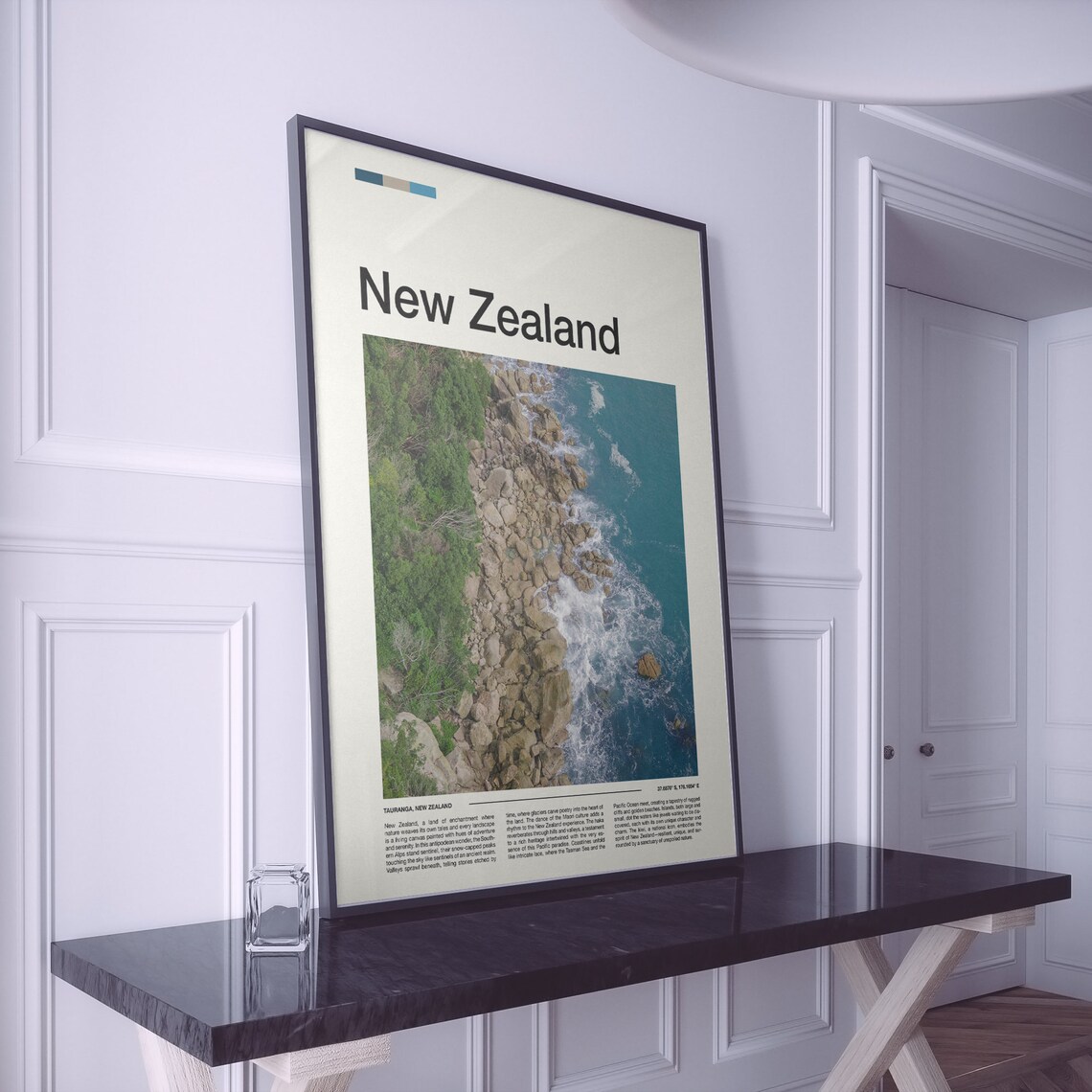 Tauranga New Zealand Rocky Coastline Aerial Wave Photo Poster - Image 2