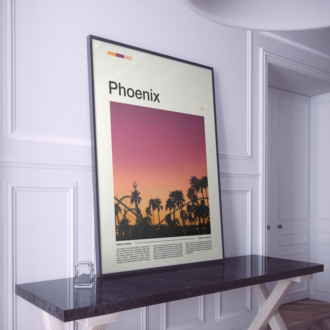 Phoenix Arizona Roller Coaster Sunset Silhouette Travel Poster - Image 2