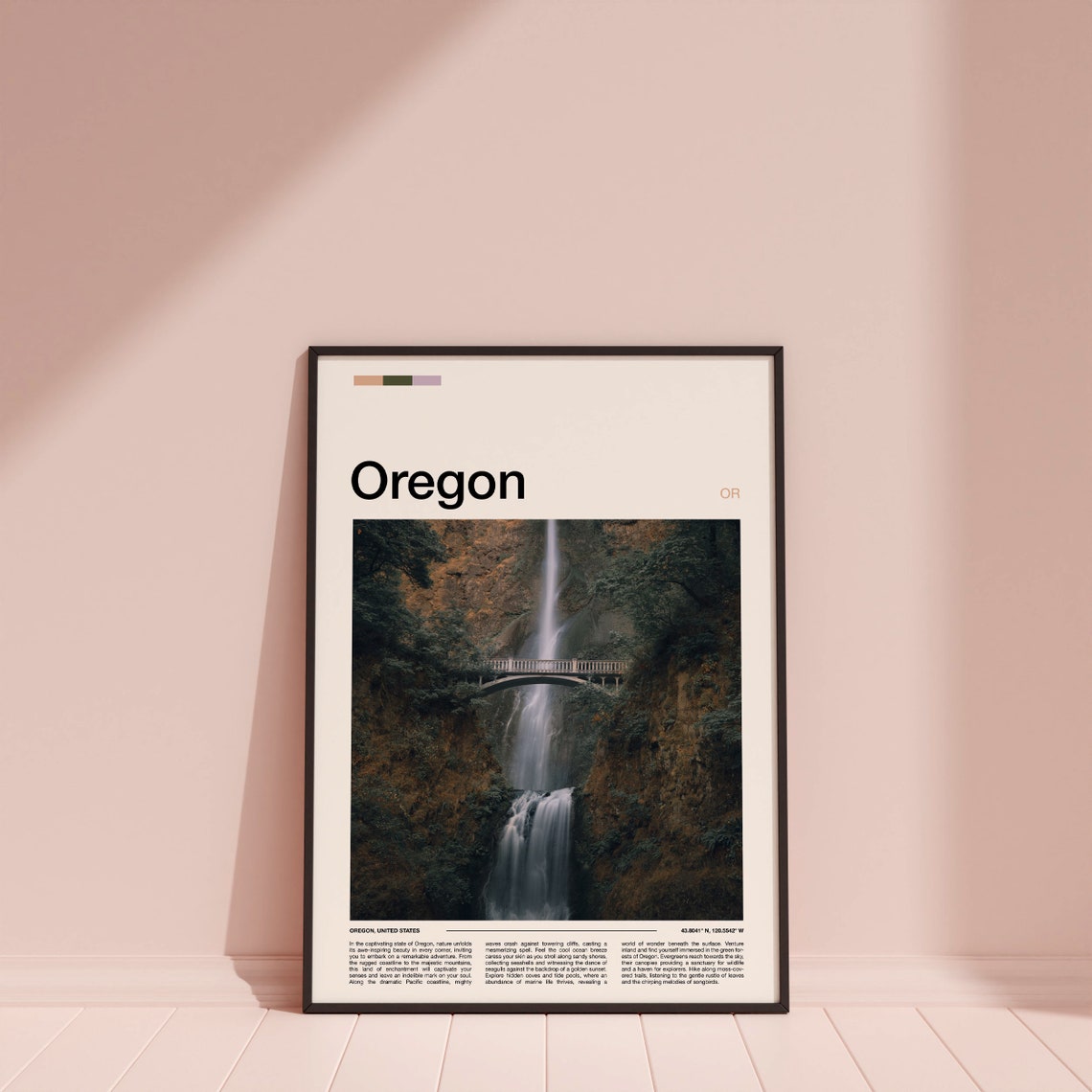 Oregon Multnomah Falls and Bridge Waterfall Nature Photography Poster - Image 4