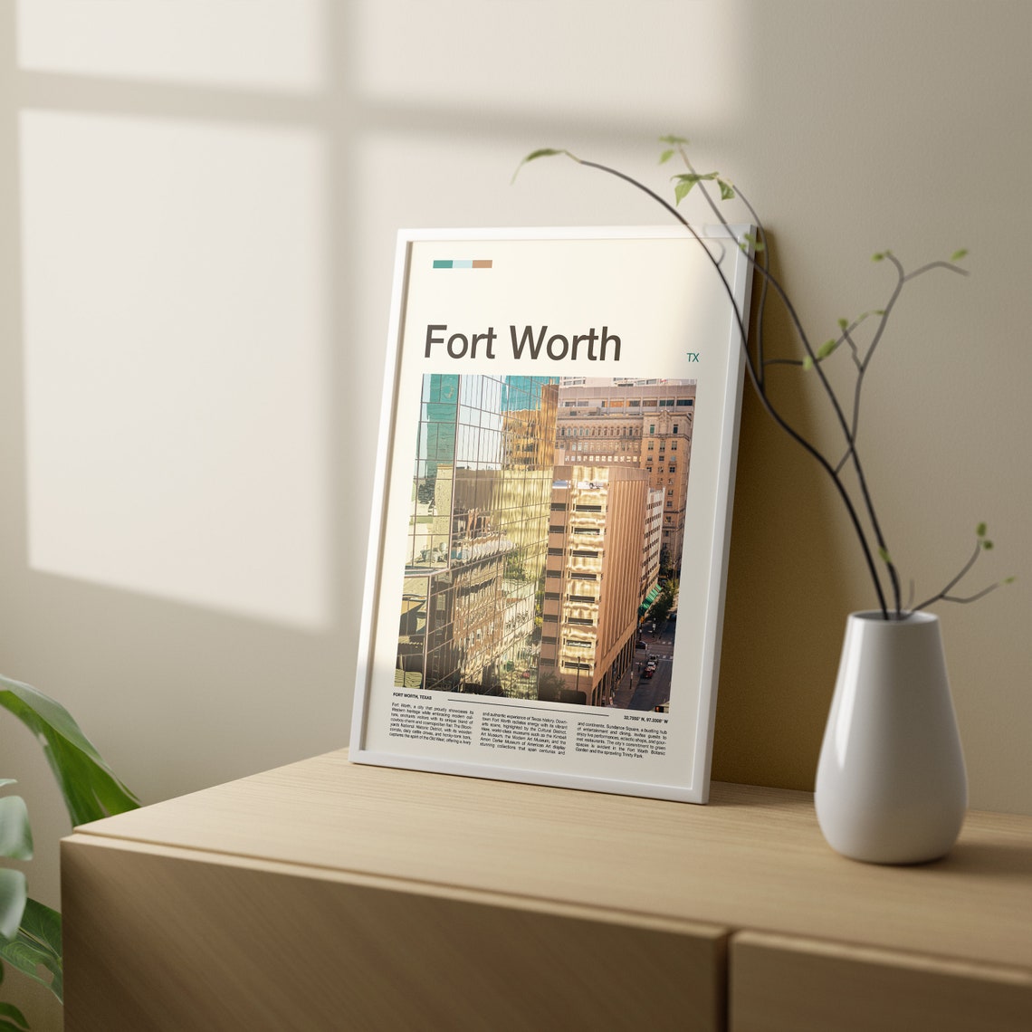 Fort Worth Texas Downtown Glass Skyscraper Reflection Travel Poster - Image 2