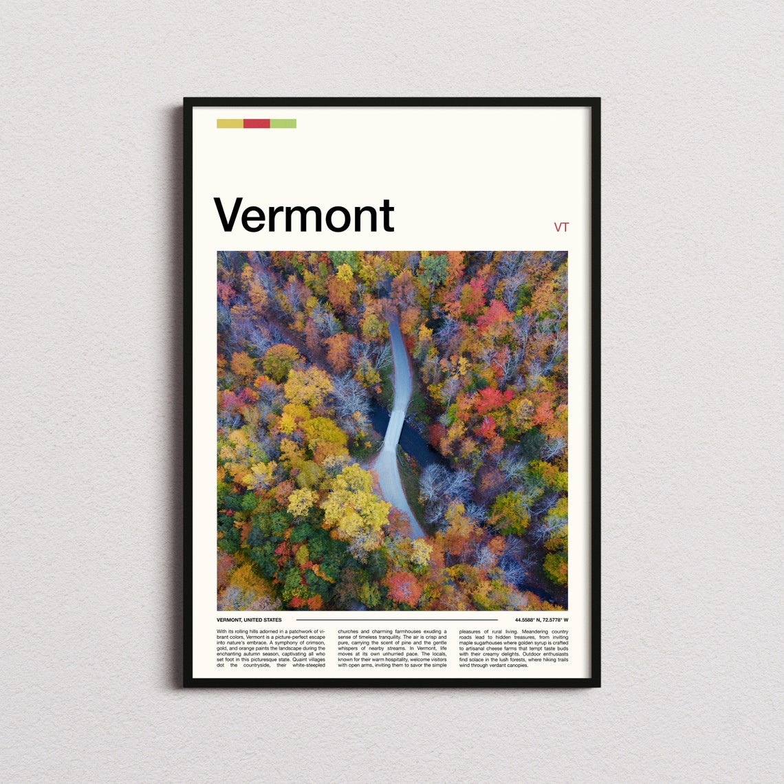 Vermont Fall Foliage Aerial Forest Road Autumn Colors Poster