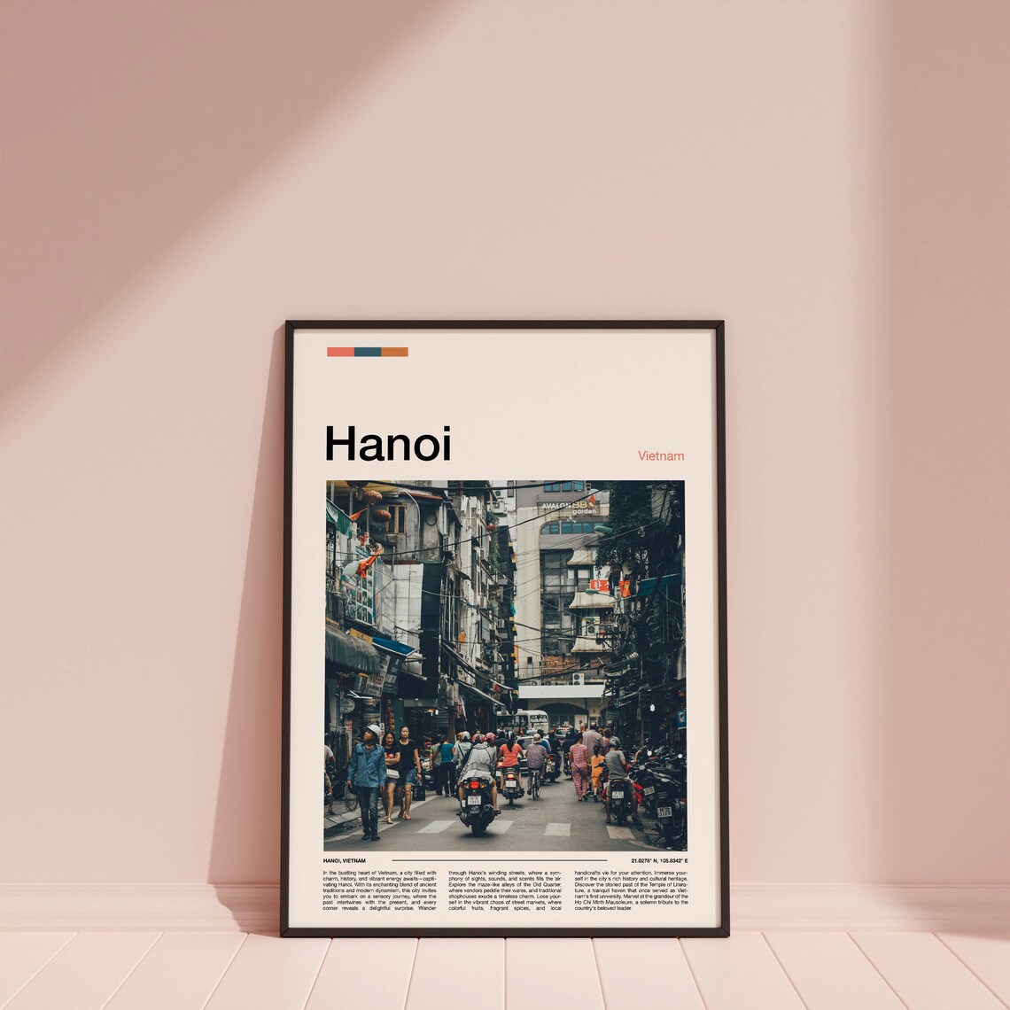 Hanoi Vietnam Old Quarter Motorbike Street Scene Travel Poster - Image 4