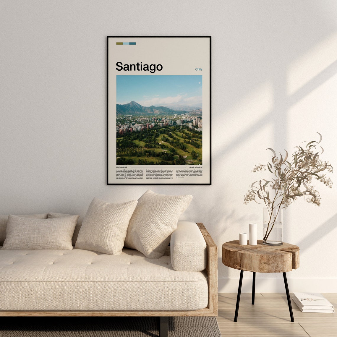 Santiago Chile Andes Mountains City Skyline View Landscape Poster - Image 2