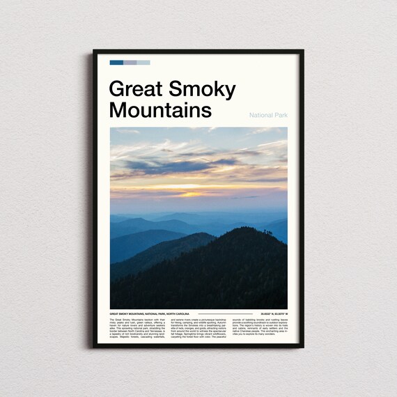 Great Smoky Mountains Sunset Blue Ridges National Park Poster