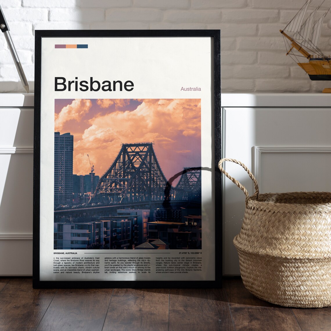Brisbane Australia Story Bridge Sunset Skyline Travel Poster - Image 4