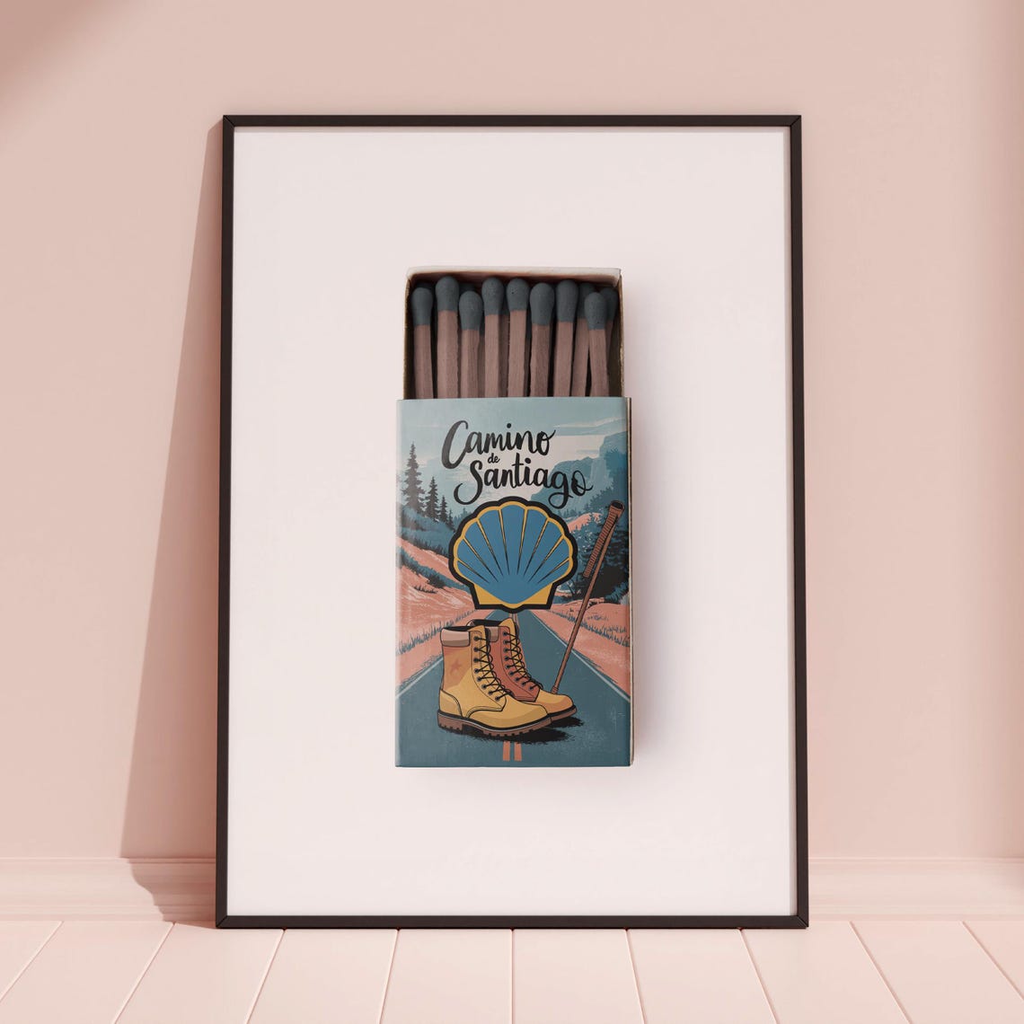 Camino de Santiago Pilgrim Boots Scallop Shell Trail Art Poster - Image 3