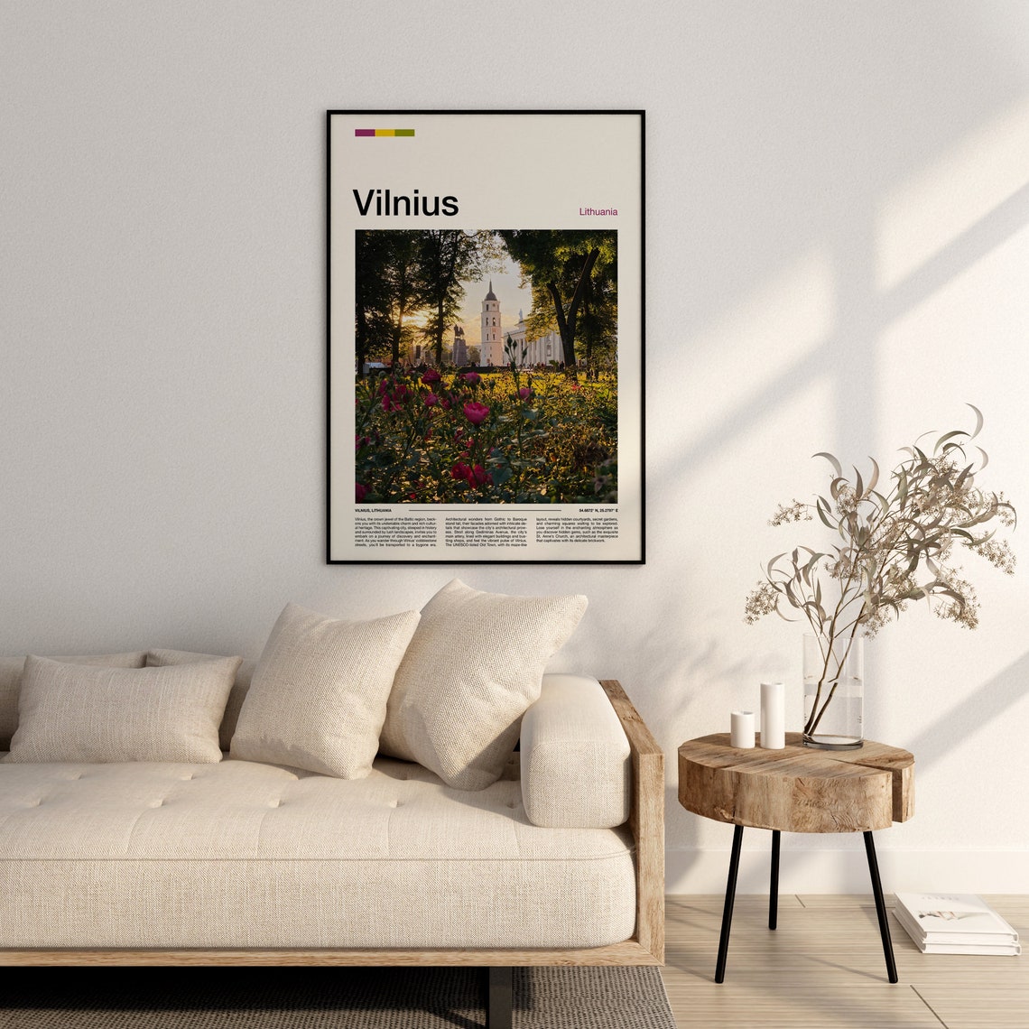 Vilnius Lithuania Cathedral Bell Tower Flower Garden Summer Poster - Image 2