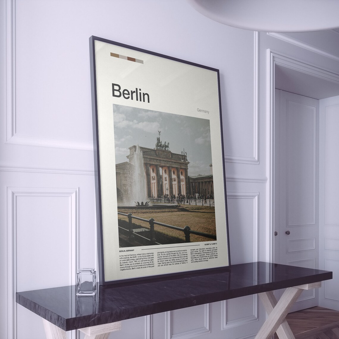 Berlin Germany Brandenburg Gate Quadriga Fountain Square Scene Poster - Image 2