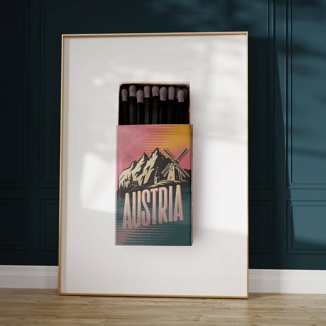 Austria Vintage Matchbox Windmill Alpine Mountain Travel Art Poster - Image 5