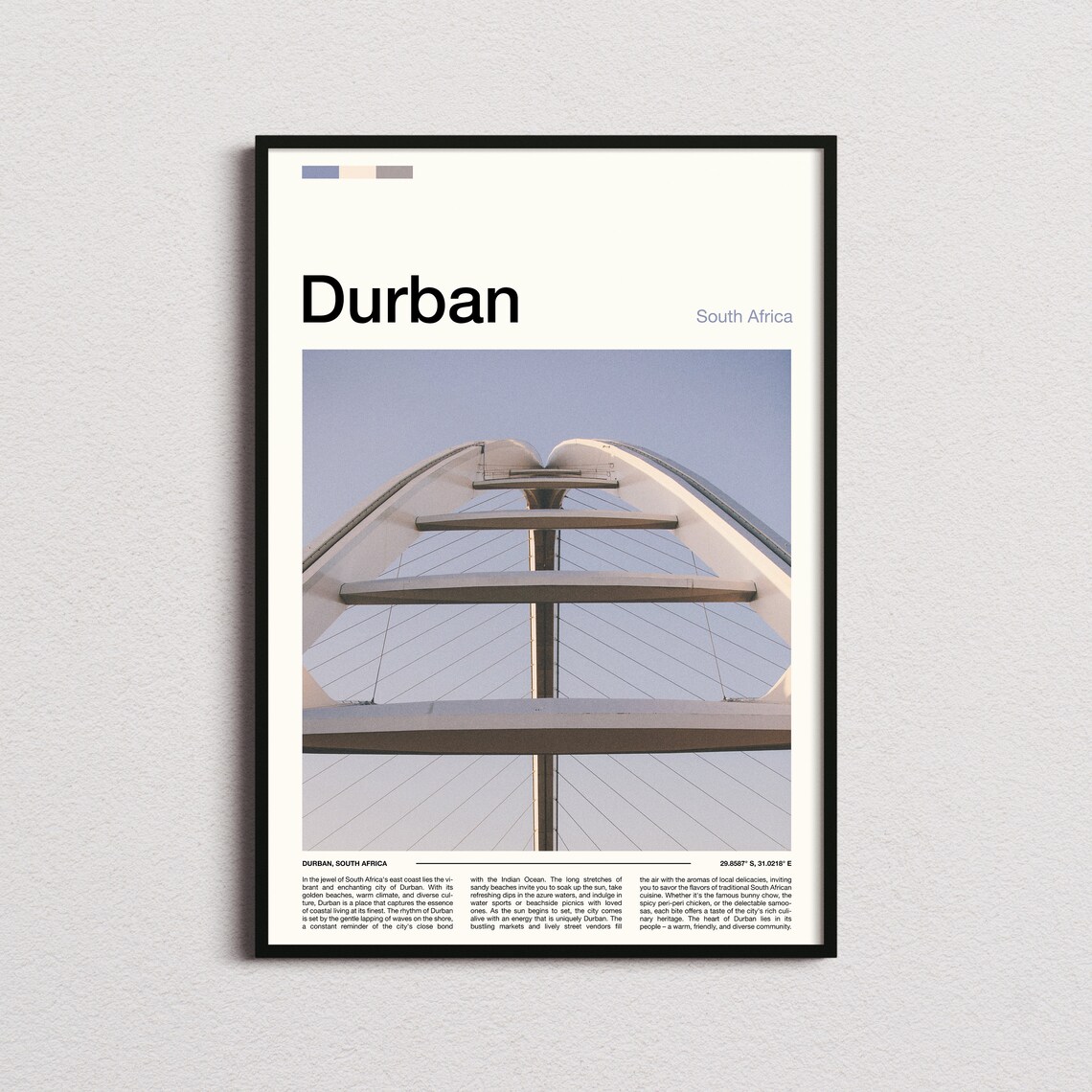 Durban South Africa Stadium Arch Modern Landmark Skyline Poster