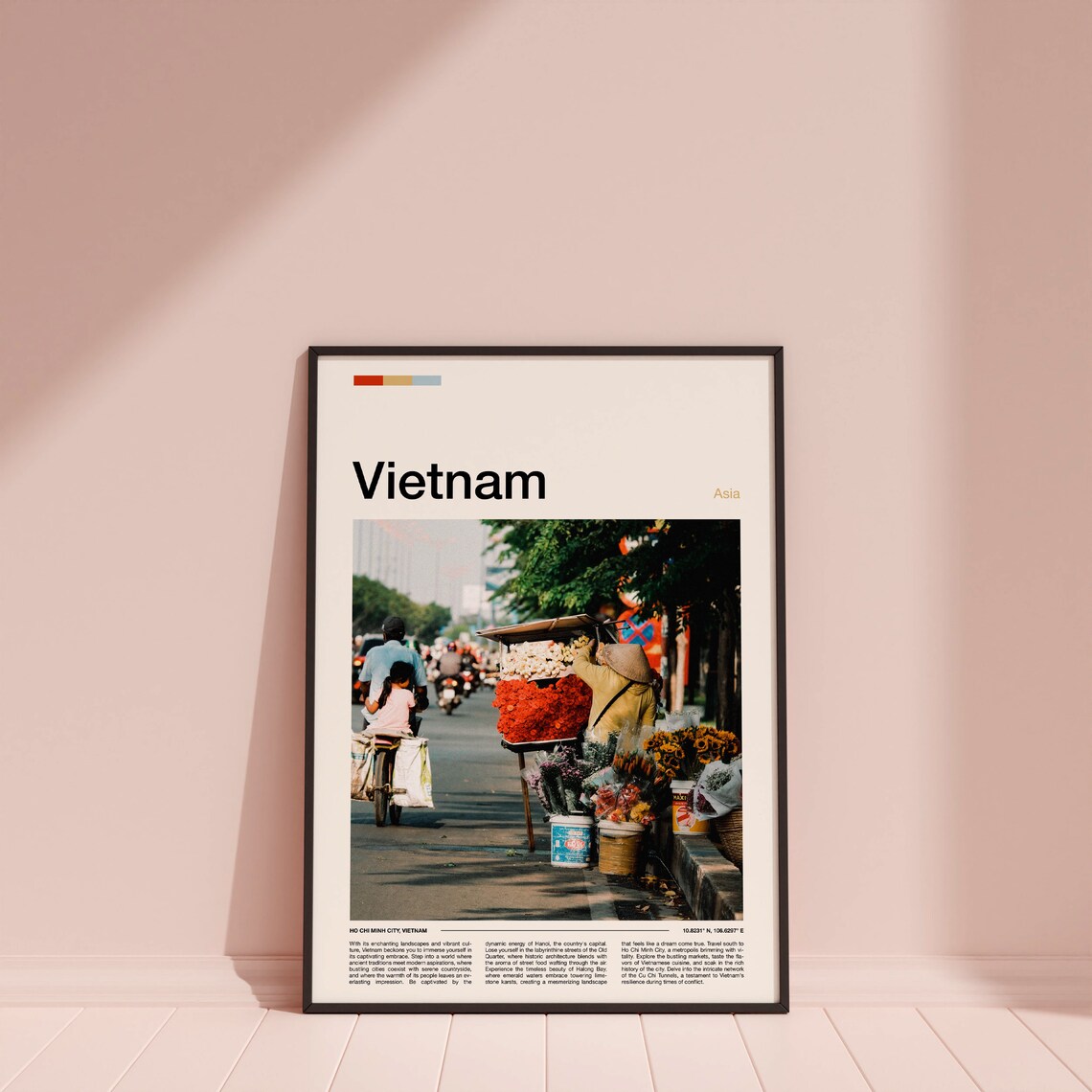 Vietnam Ho Chi Minh City Street Flower Vendor Vibrant Scene Poster - Image 4