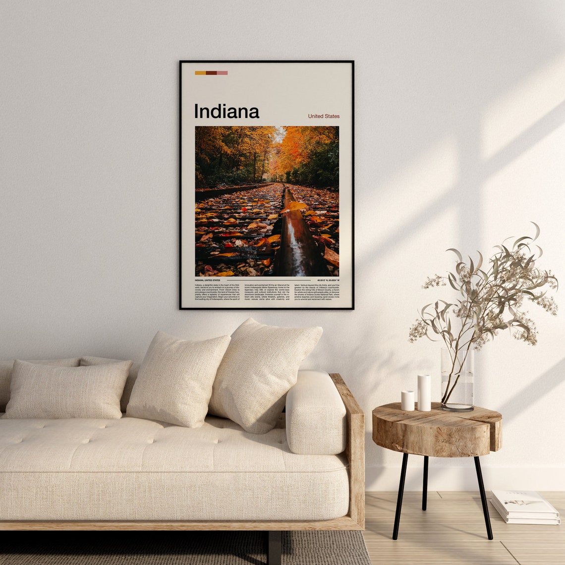 Indiana Fall Leaves Rail Tracks Forest Autumn Walk Golden Poster - Image 2