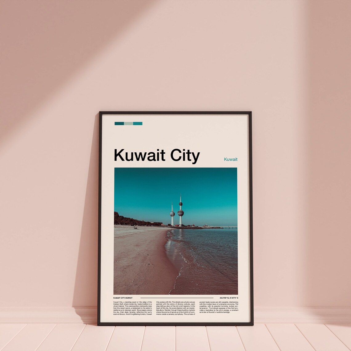 Kuwait City Kuwait Towers Over Turquoise Water Travel Poster - Image 4