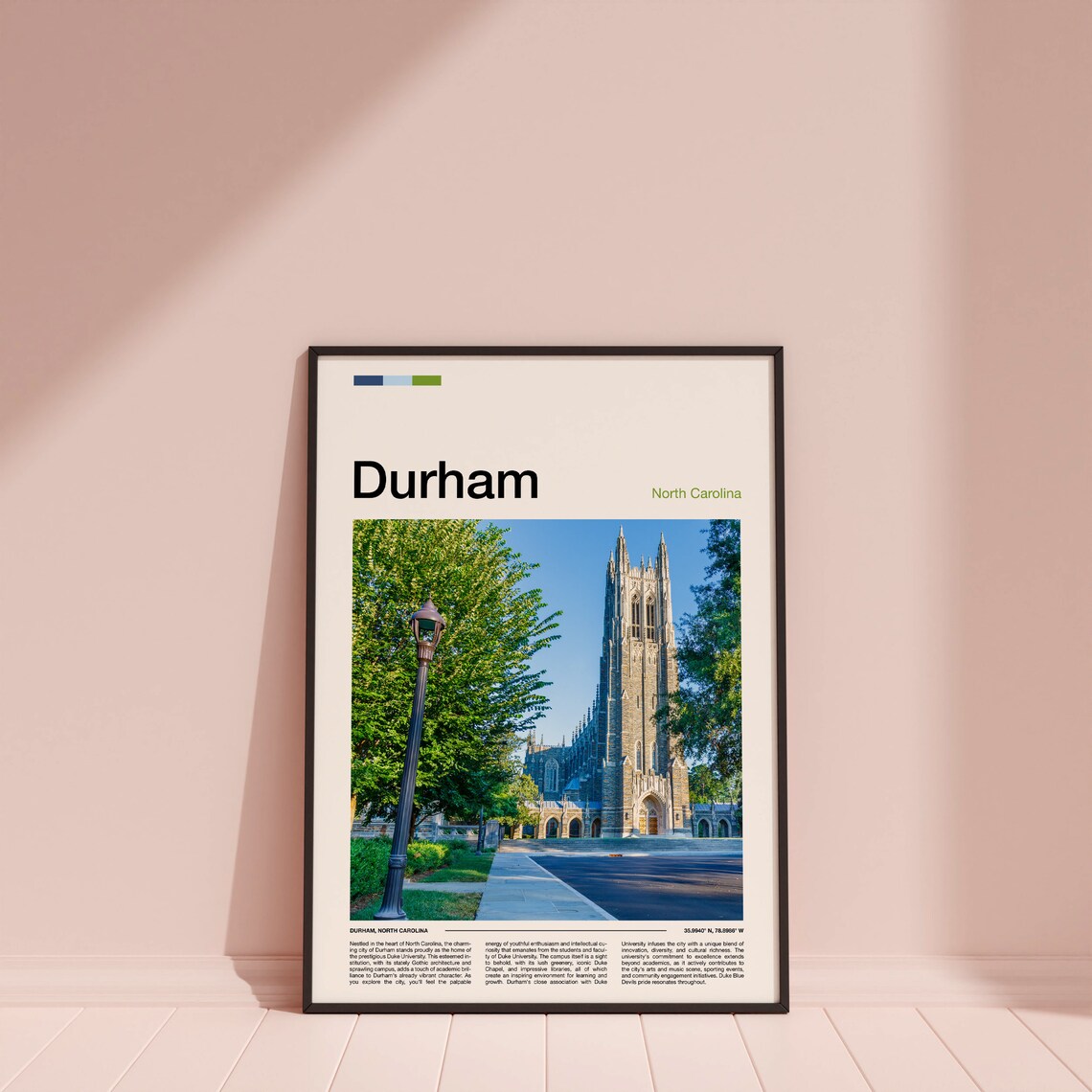 Durham North Carolina Duke Chapel Gothic Architecture Travel Poster - Image 3