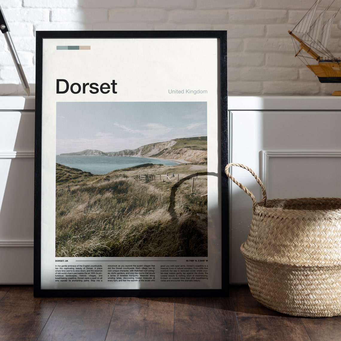 Dorset England Jurassic Coast Cliffs Rolling Hills Sea Poster - Image 4