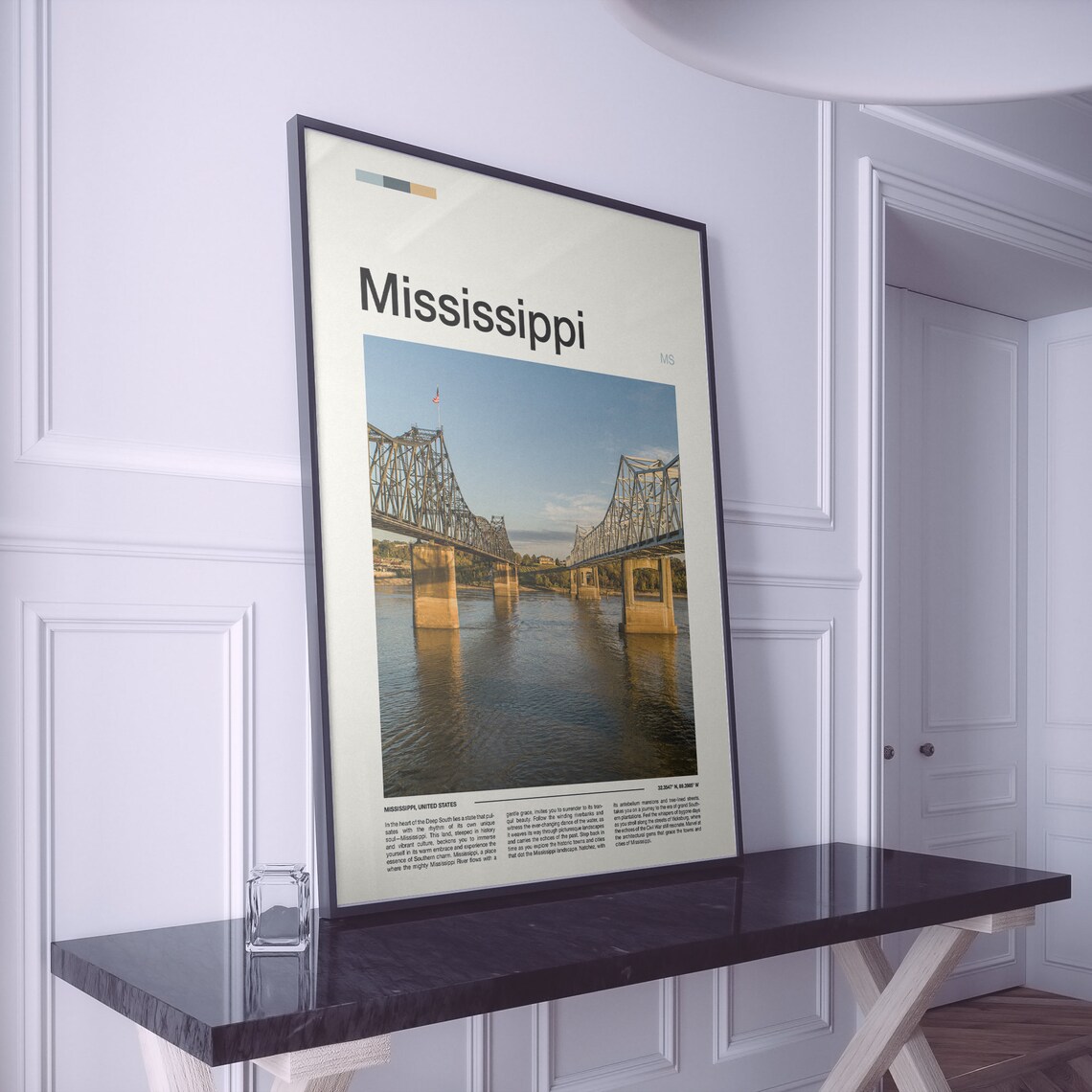 Mississippi River Truss Bridges Golden Hour Photography Poster - Image 2