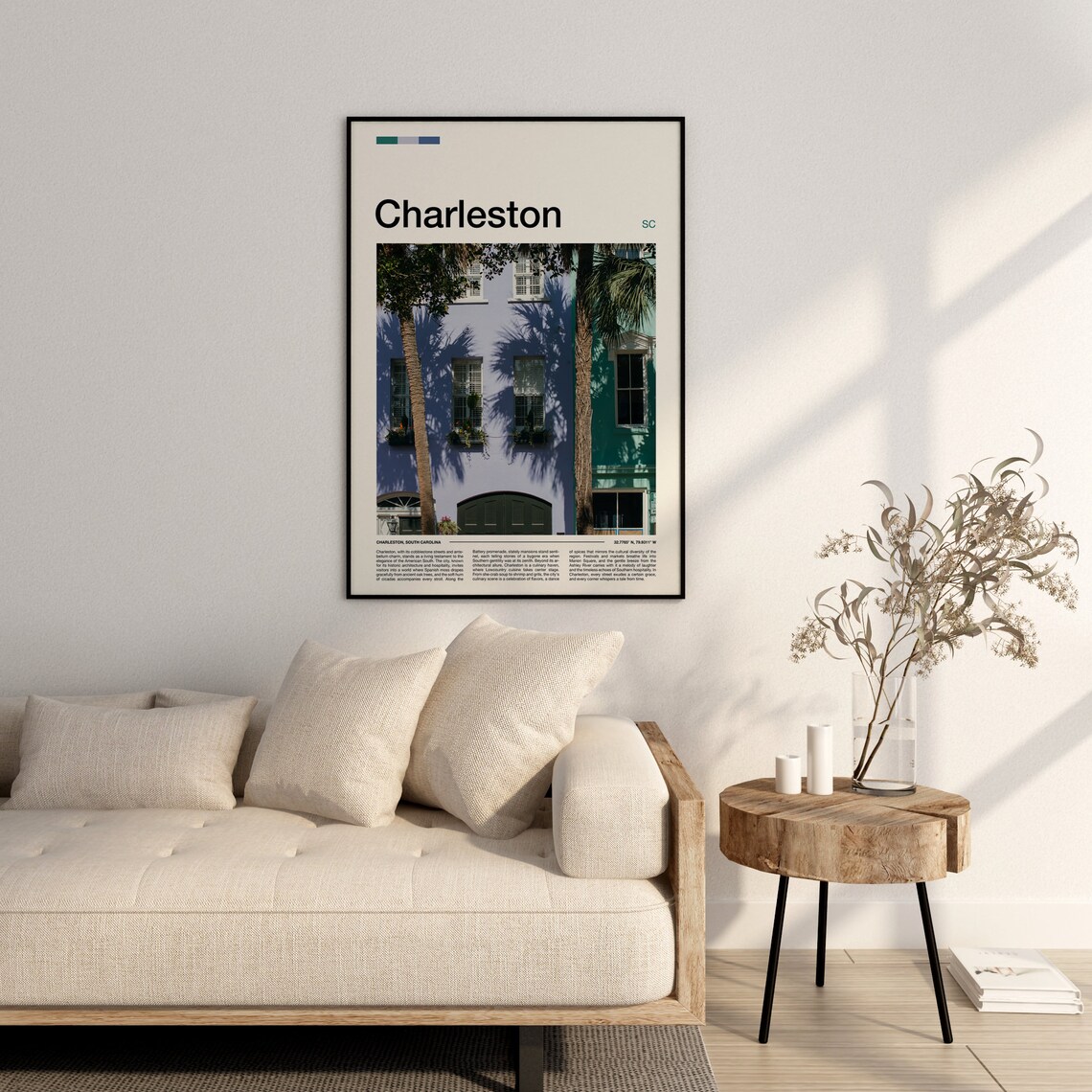 Charleston South Carolina Rainbow Row Houses Minimalist Photo Poster - Image 3