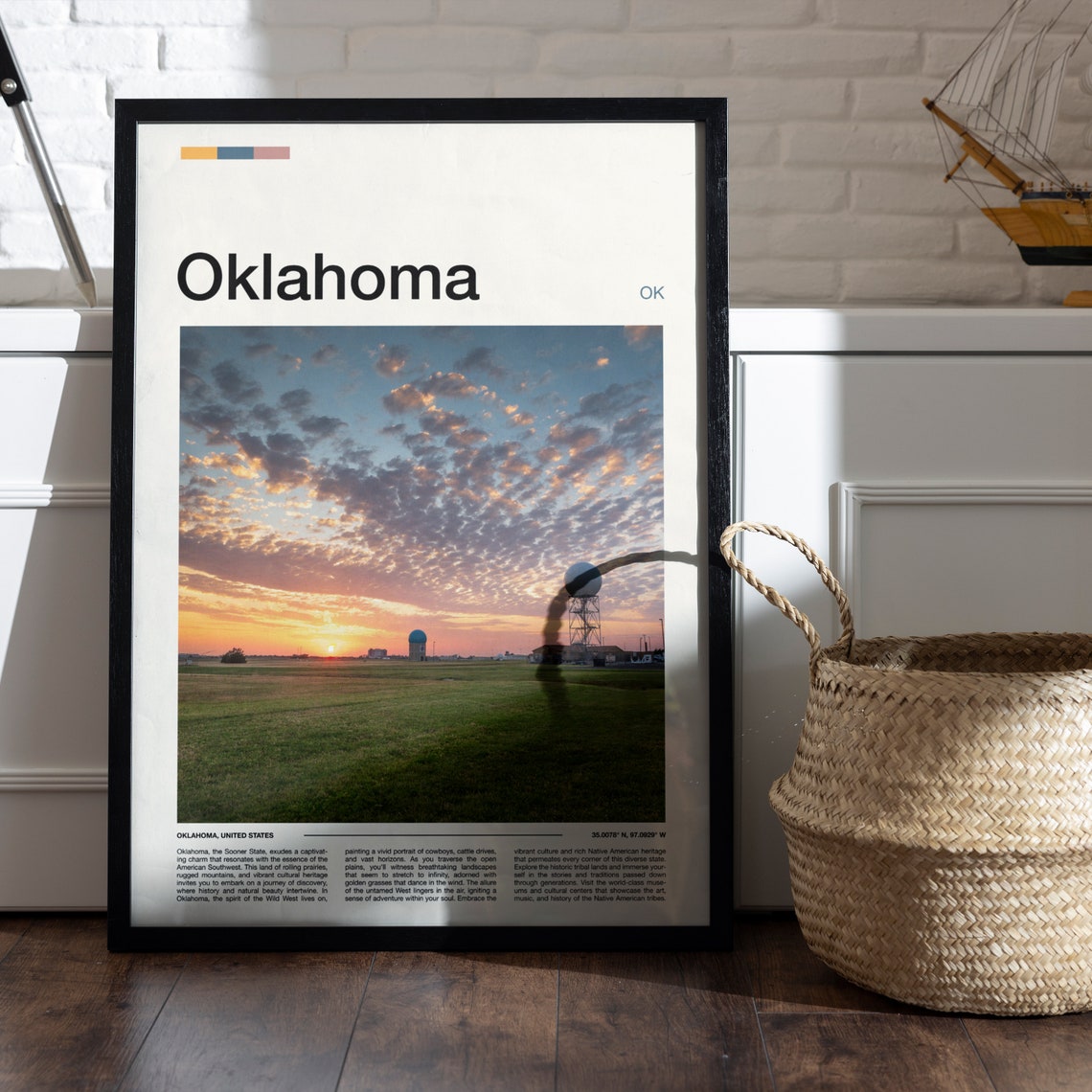 Oklahoma Prairie Sunset Radar Towers Open Sky Landscape Poster - Image 5