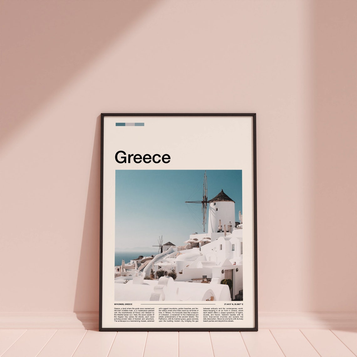 Mykonos Greece Whitewashed Village Windmill Cyclades Island Poster - Image 4